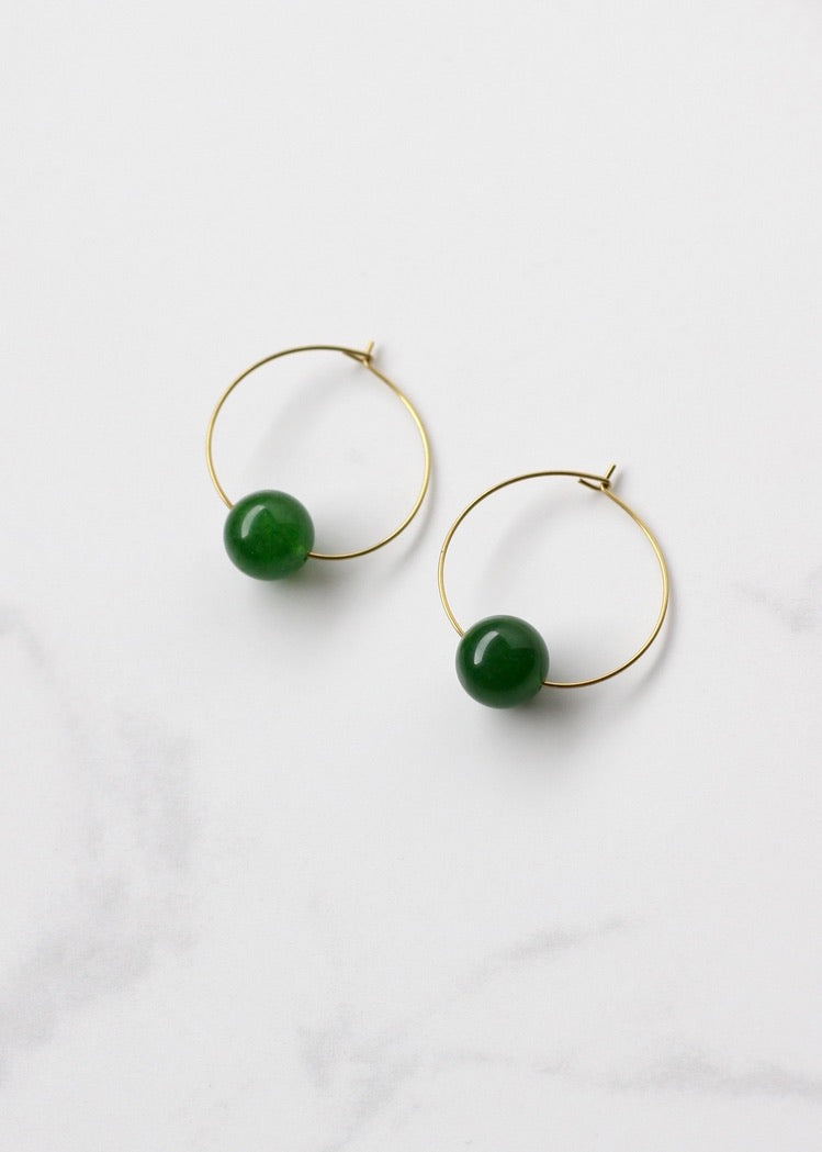 Rya Green Jade Hoops