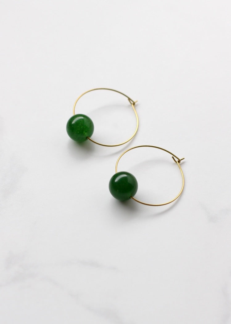 Rya Green Jade Hoops
