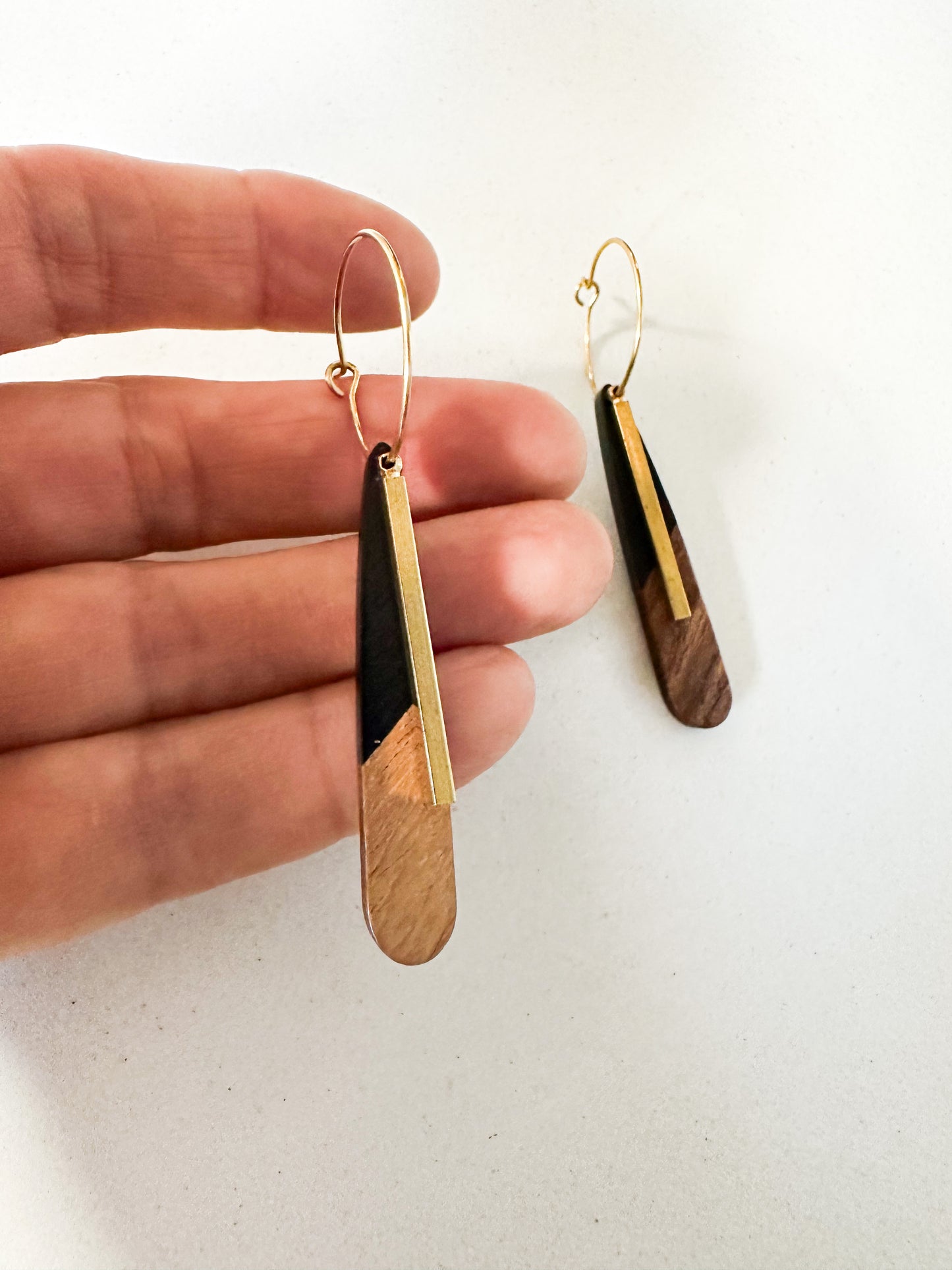 Pango Brass/Wood Dangle Earrings