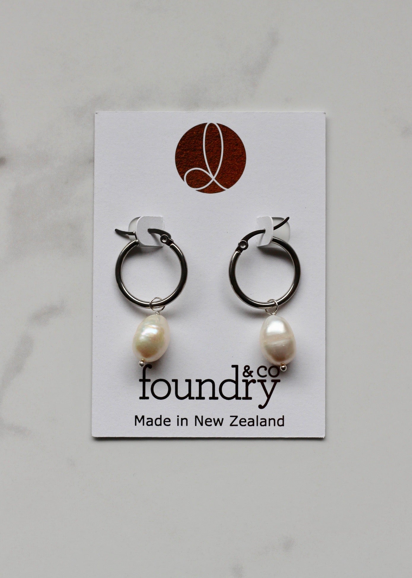 Aria Pearl Hoops Silver