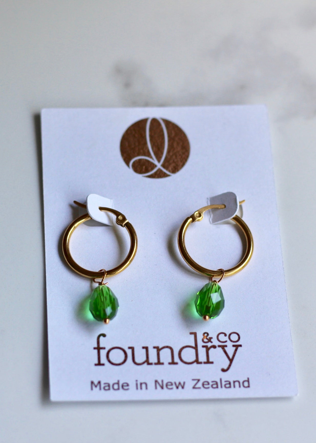 Greer Peridot Green Crystal Hoops