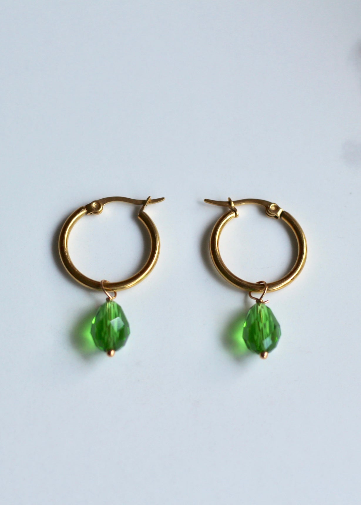 Greer Peridot Green Crystal Hoops