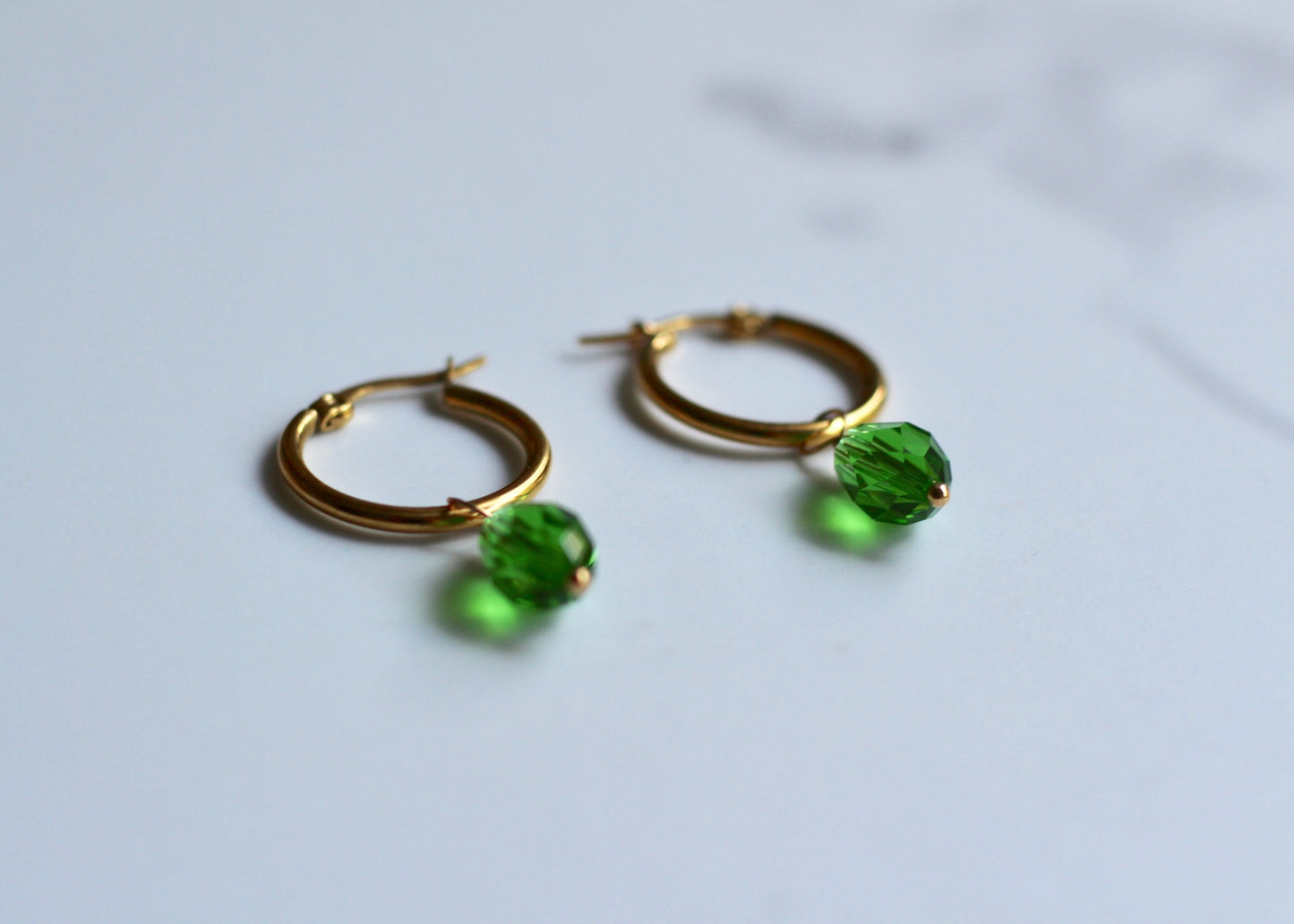 Greer Peridot Green Crystal Hoops