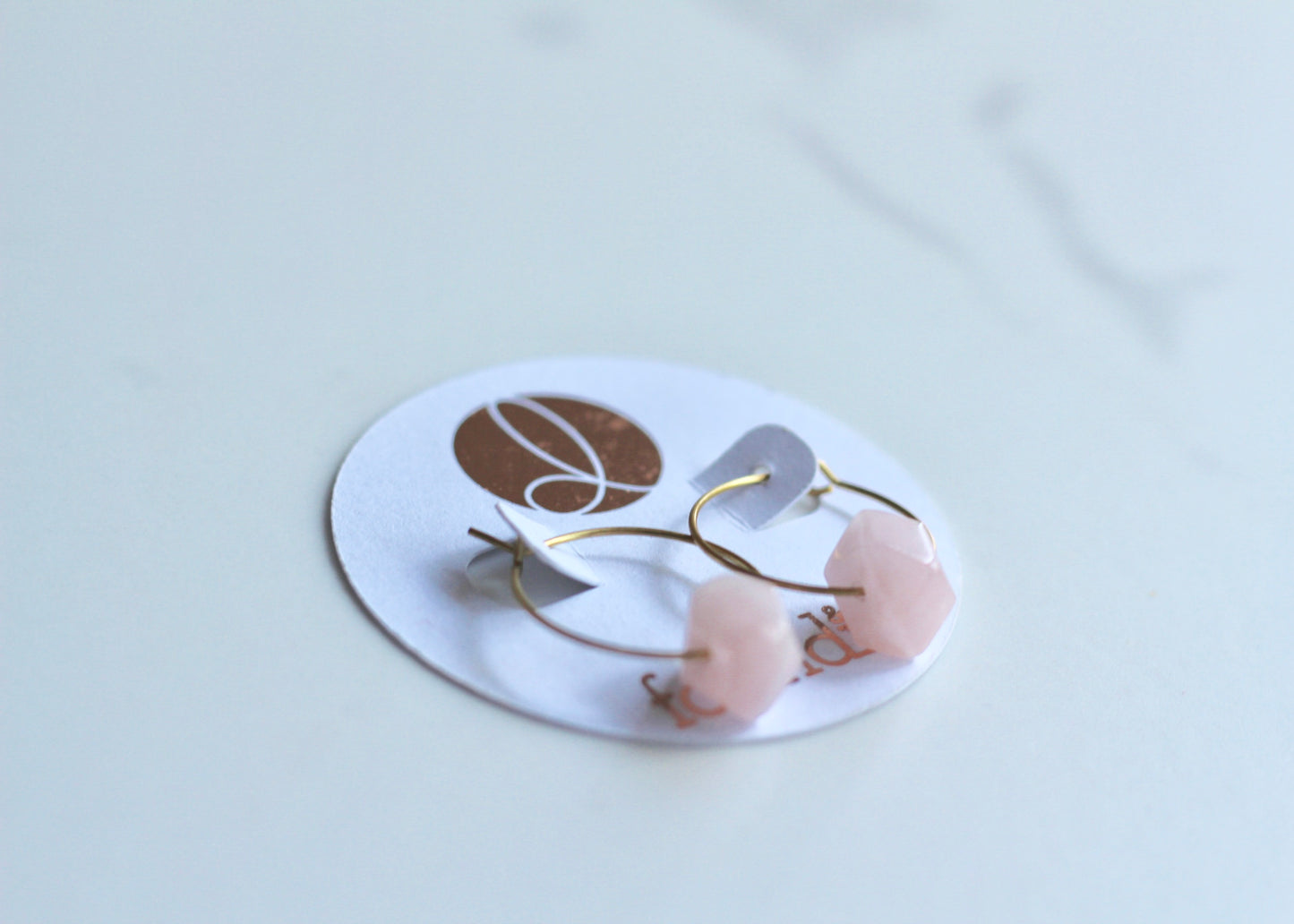 Petite Rose Quartz Hoops