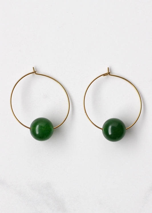 Rya Green Jade Hoops