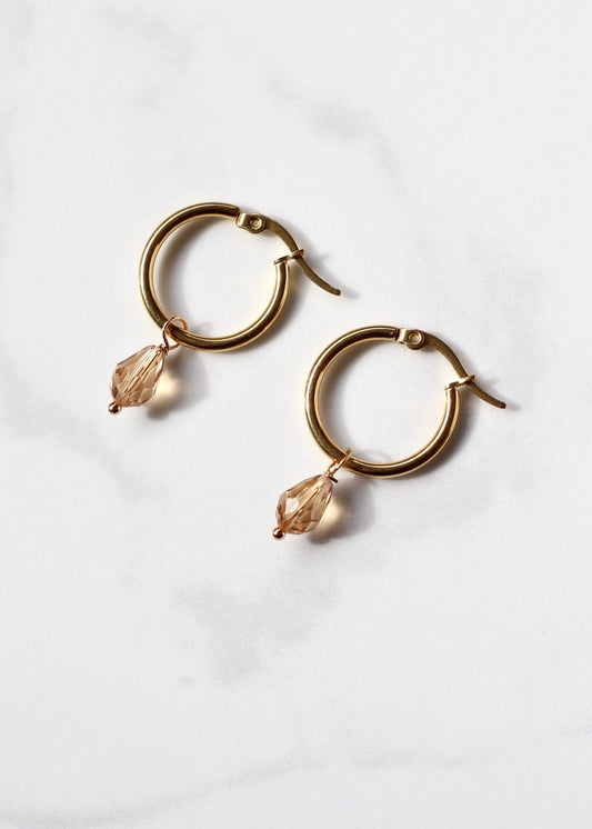 Greer Swarovski Crystal Champagne Hoops