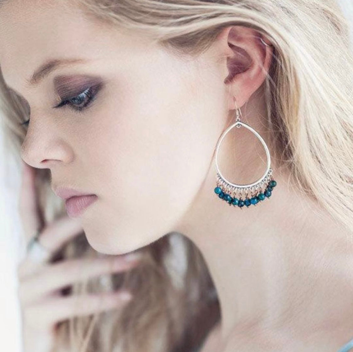 Hannah Teal Agate Earrings