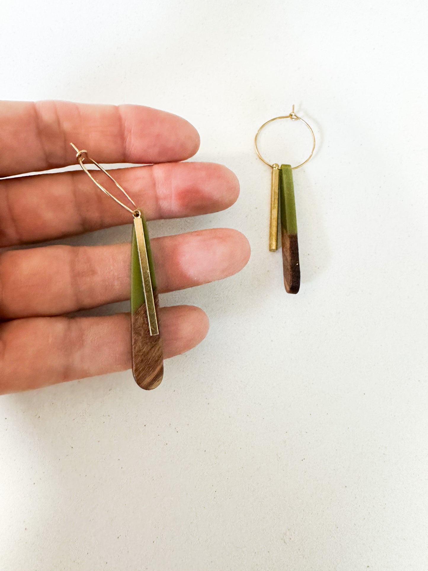 Kakariki Brass/Wood Dangle Earrings