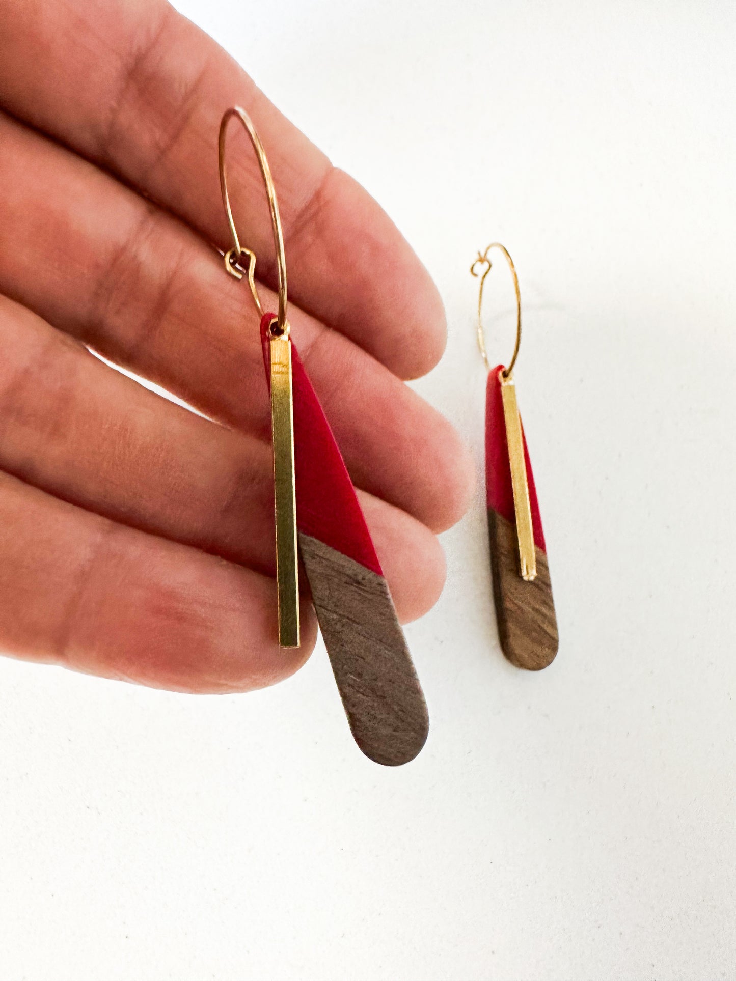 Whero Brass/Wood Dangle Earrings