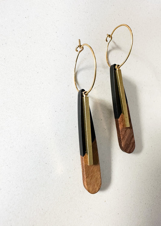 Pango Brass/Wood Dangle Earrings