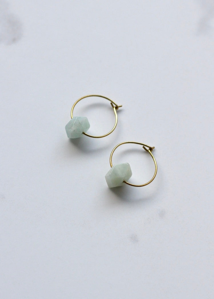 Petite Aquamarine Hoops