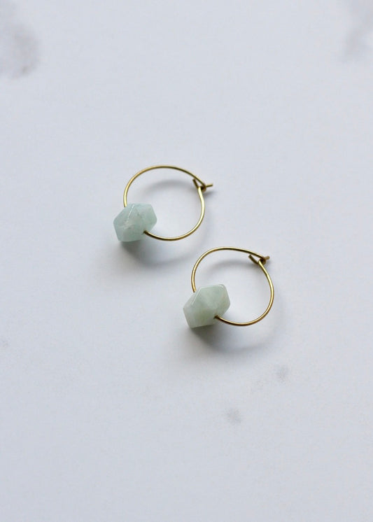 Petite Aquamarine Hoops