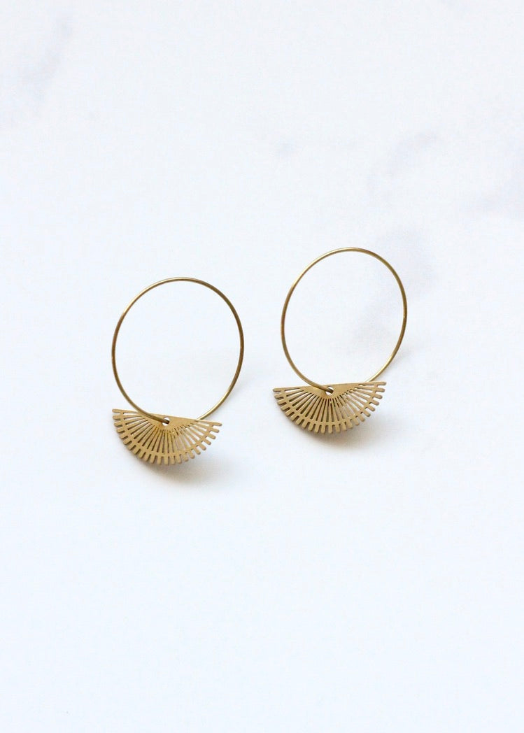 Half Suns Brass Hoops