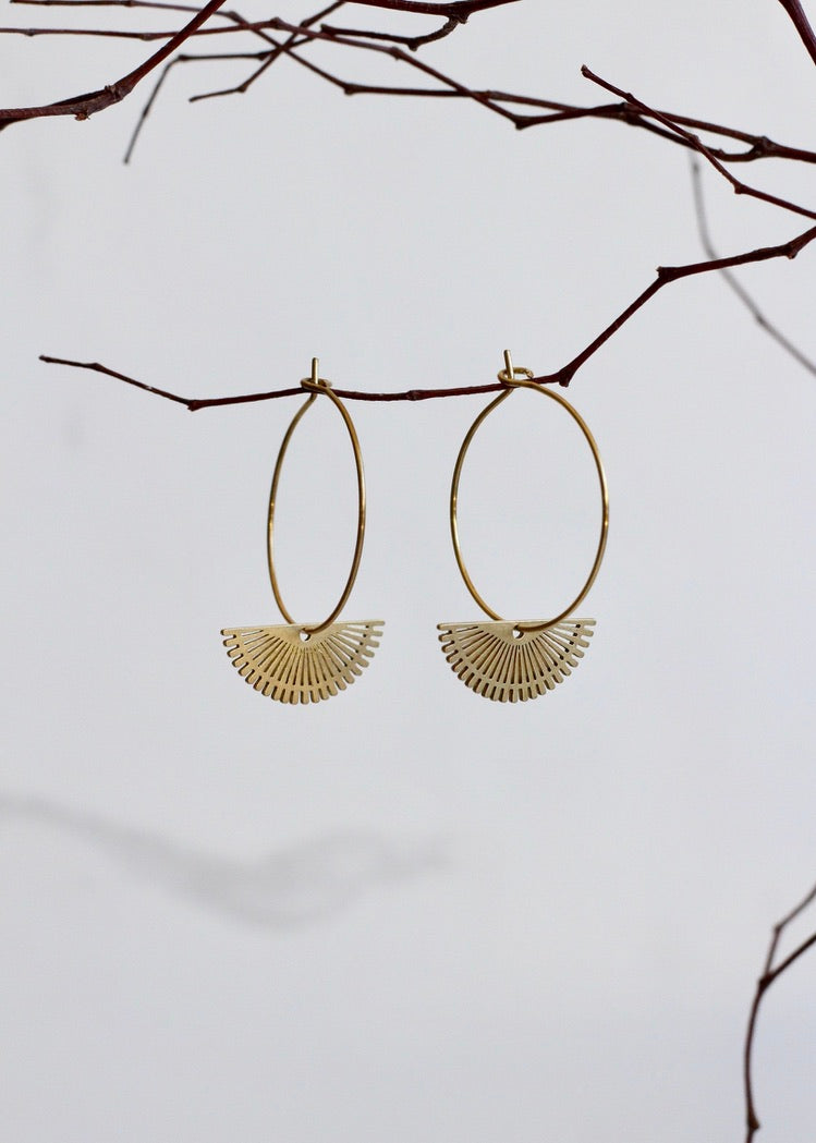 Half Suns Brass Hoops