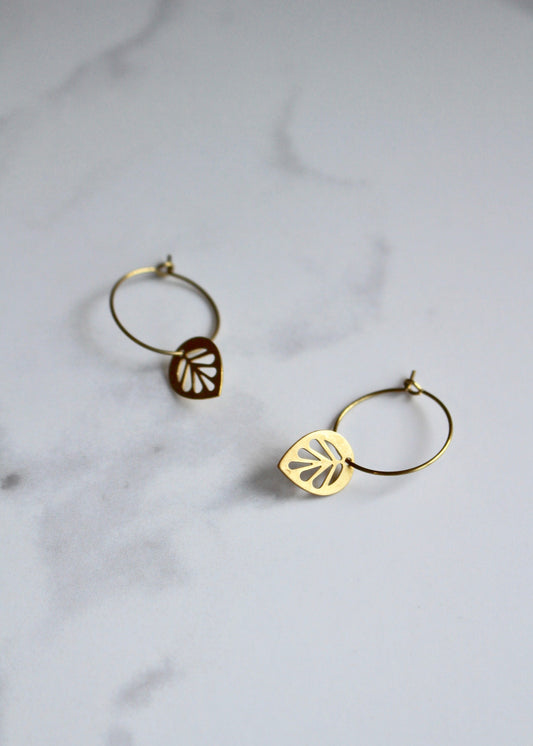 Petite Leaf Hoops