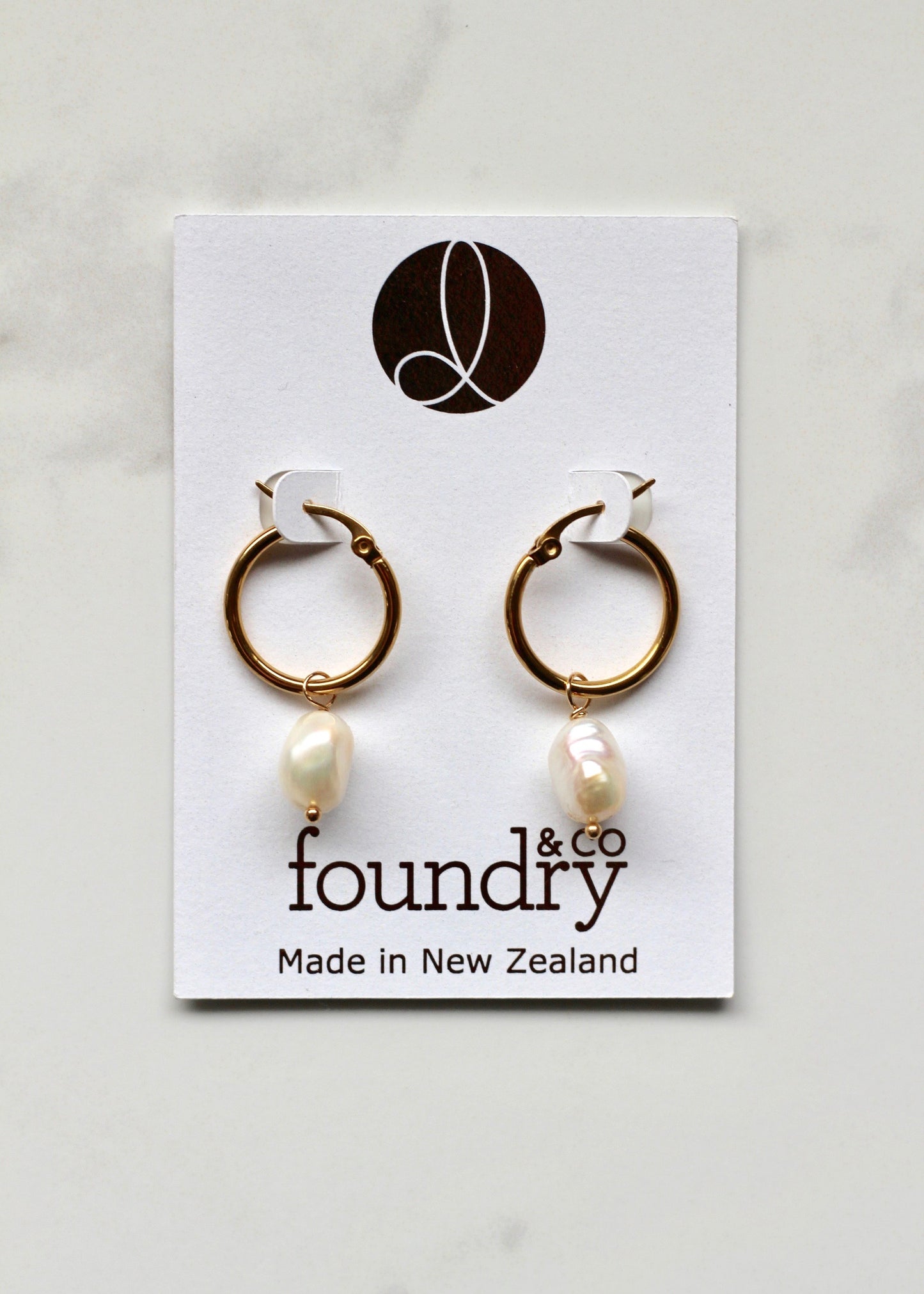 Ariel Pearl Hoops Gold