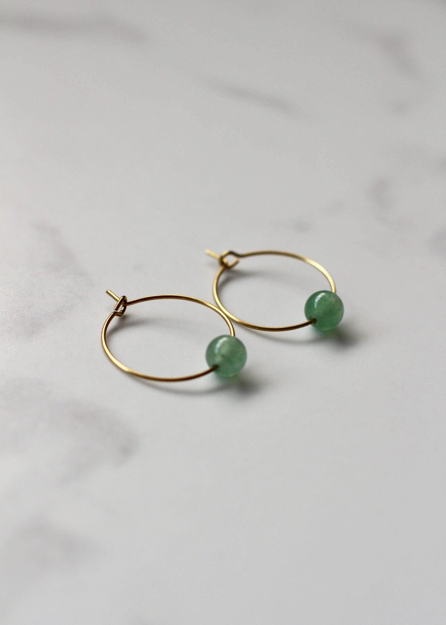 Petite Aventurine Hoops