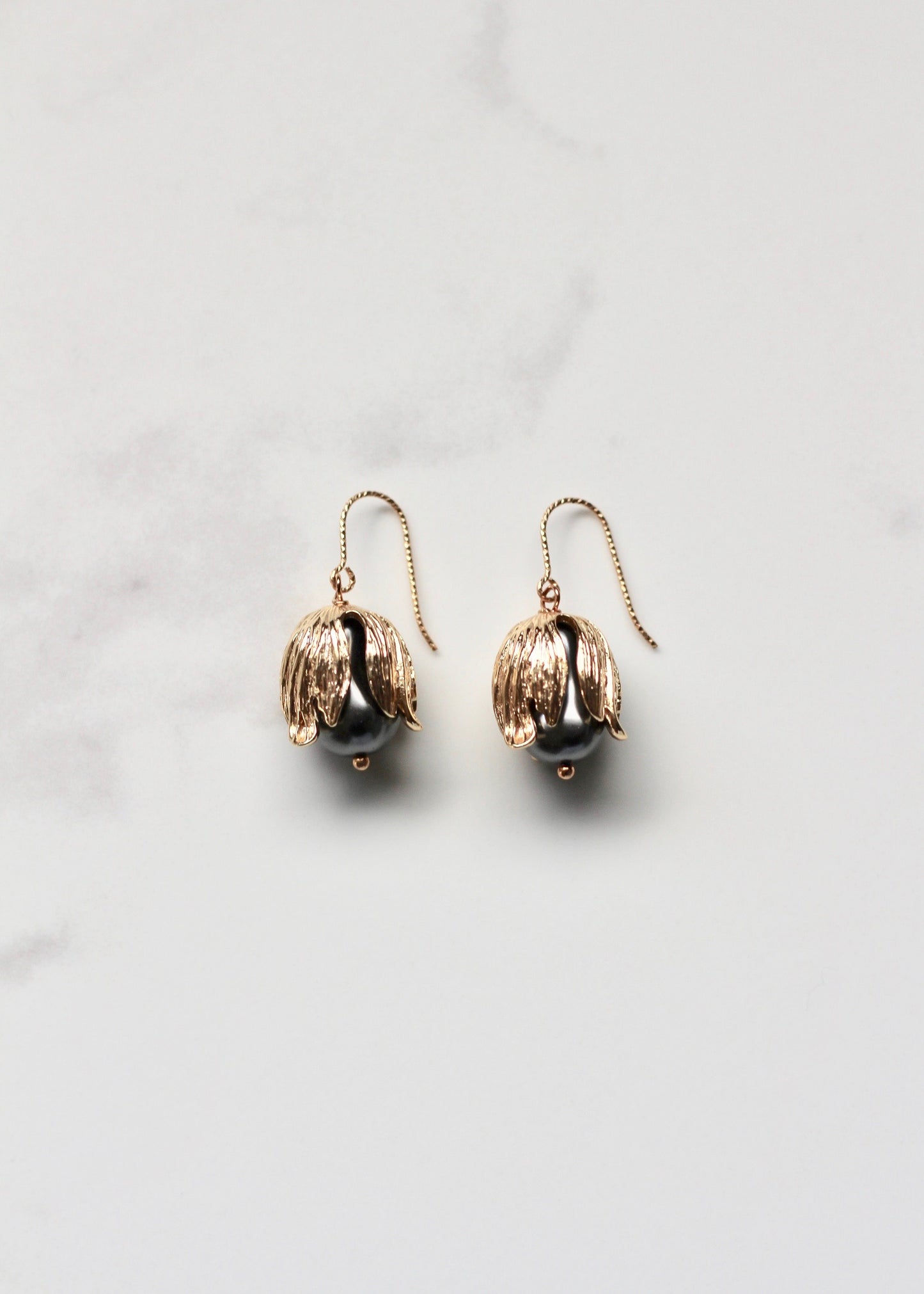 Dark Pearl Botanica Pod Earrings