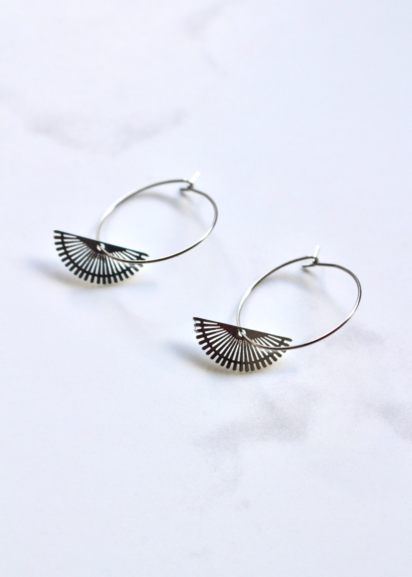 Half Suns Silver Hoops