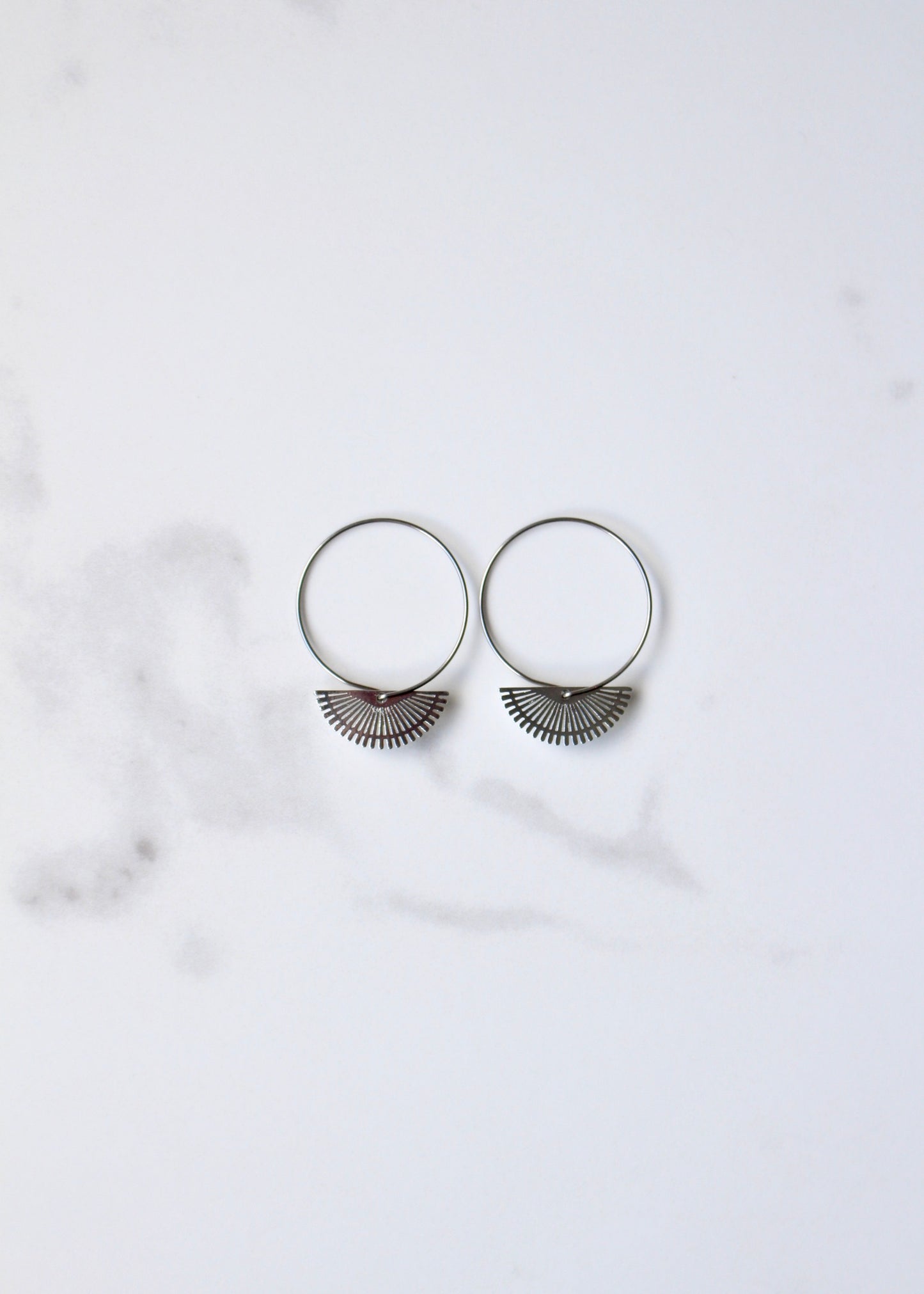 Half Suns Silver Hoops