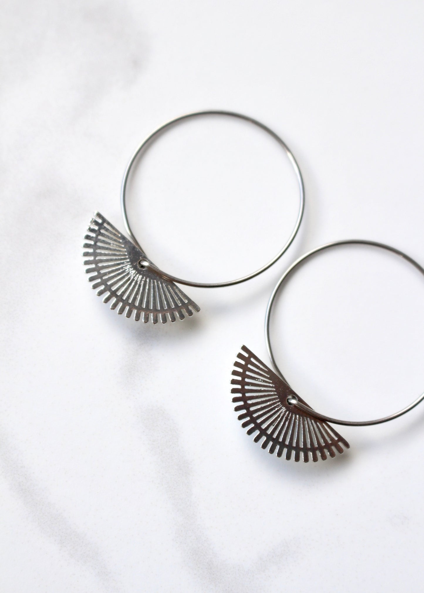 Half Suns Silver Hoops