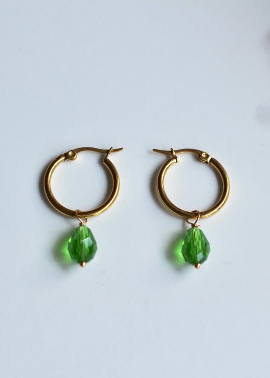 Greer Peridot Green Crystal Hoops